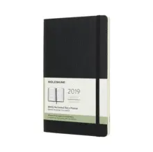 12M WEEKLY HORIZONTAL LARGE BLACK SOFT COVER 2019 (DSB12WH3Y19)