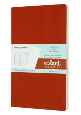 MOLESKINE VOLANT JOURNAL, LARGE, RULED, CORAL ORANGE/AQUAMARINE BLUE (5 X 8.25)
