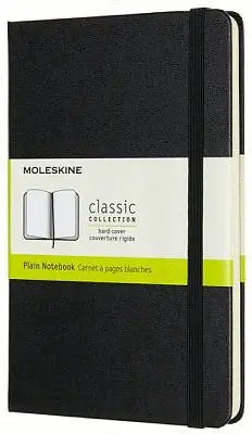 MOLESKINE NOTEBOOK, MEDIUM, PLAIN, BLACK, HARD COVER (4.5 X 7)