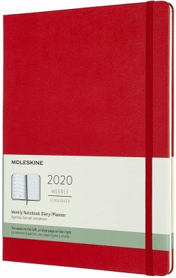 12M WEEKLY XLARGE SCARLET RED HARD COVER 2020
