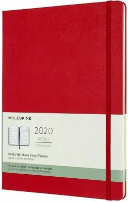 12M WEEKLY XLARGE SCARLET RED HARD COVER 2020