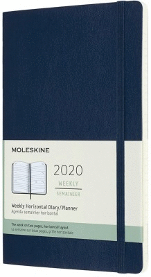 12M WEEKLY HORIZONTAL LARGE SAPPHIRE BLUE HARD COVER 2020