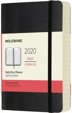 12M DAILY POCKET BLACK SOFT COVER 2020