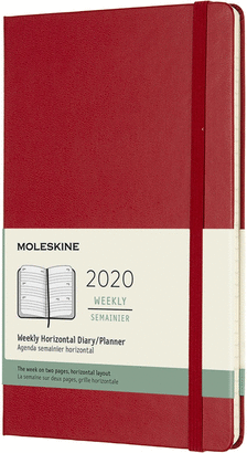 12M WEEKLY HORIZONTAL LARGE SCARLET RED HARD COVER 2020