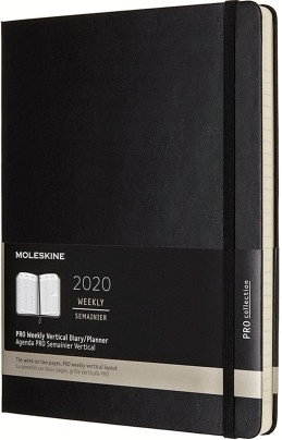 12M PROFESSIONAL WEEKLY VERTICAL XLARGE BLACK HARD COVER 2020