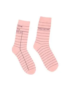 LIBRARY CARD (PINK) SOCKS - LARGE
