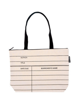 LIBRARY CARD ZIPPERED MARKET TOTE