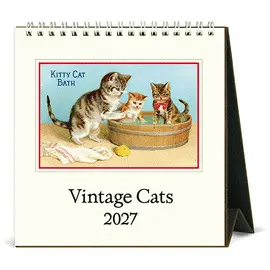 Vintage Cats Desk Calendar Cavallini 2027
