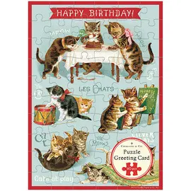 Happy Birthday Cat's Play Puzzle Greeting Card