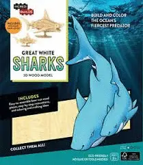 INCREDIBUILDS: GREAT WHITE SHARKS 3D WOOD MODEL