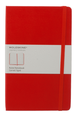 MOLESKINE CLASSIC NOTEBOOK, LARGE, RULED, RED, HARD COVER (5 X 8.25)