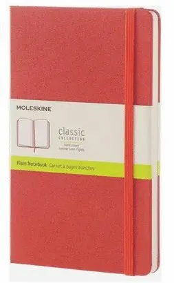 Moleskine Classic Notebook, Large, Plain, Red, Hard Cover (5 X 8. 25)