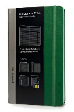 MOLESKINE PROFESSIONAL NOTEBOOK LARGE HARD COVER OXIDE GREEN