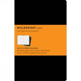 MOLESKINE CAHIER JOURNAL (SET OF 3), LARGE, RULED, BLACK, SOFT COVER (5 X 8.25)
