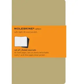 MOLESKINE CAHIER JOURNAL (SET OF 3), LARGE, RULED, KRAFT BROWN, SOFT COVER (5 X 8.25)