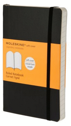 MOLESKINE CLASSIC NOTEBOOK, POCKET, RULED, BLACK, SOFT COVER (3.5 X 5.5)