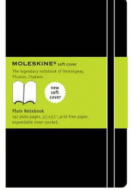 MOLESKINE CLASSIC NOTEBOOK, POCKET, PLAIN, BLACK, SOFT COVER (3.5 X 5.5)