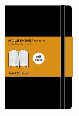 MOLESKINE CLASSIC NOTEBOOK, LARGE, RULED, BLACK, SOFT COVER (5 X 8.25)