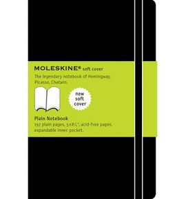 MOLESKINE CLASSIC NOTEBOOK, LARGE, PLAIN, BLACK, SOFT COVER (5 X 8.25)