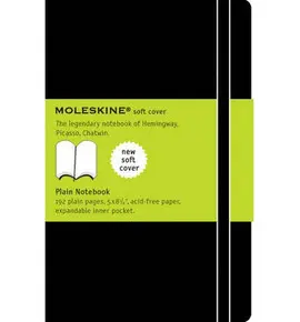 MOLESKINE CLASSIC NOTEBOOK, LARGE, PLAIN, BLACK, SOFT COVER (5 X 8.25)