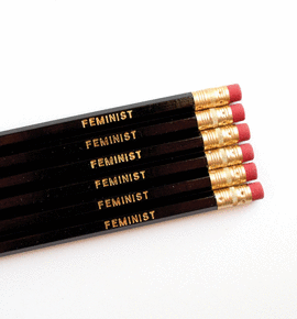 FEMINIST BLACK + GOLD IMPRINTED PENCIL SET