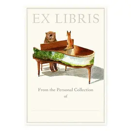 PIANO BEAR SET OF 5 LARGE BOOKPLATES