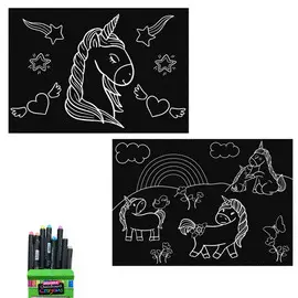 CHALKBOARD PLACEMATS MAT SET - UNICORNS