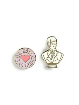 Pride And Prejudice: Mr. Darcy Fan Club Enamel Pin Set - Pin Set Of 2