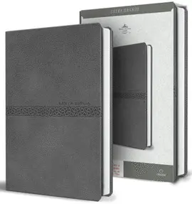 Biblia Rvr 1960 Letra Grande, Tamaño Manual, Símil Piel Gris, Edición Económica