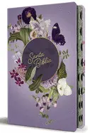 Biblia Reina Valera Letra Gigante, Tapa Dura, Flores Moradas, con Cantos Pintados e Índice