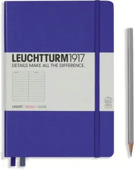 Notebook Medium (A5) Hardcover, 249 Numbered Pages, Ruled, Purple