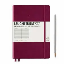 Notebook Medium A5, Tapa Dura, Lineas Port Red
