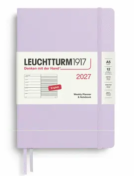 Agenda Lilac, Weekly Planner & Notebook Medium (A5) 2027, English - Leuchtturm