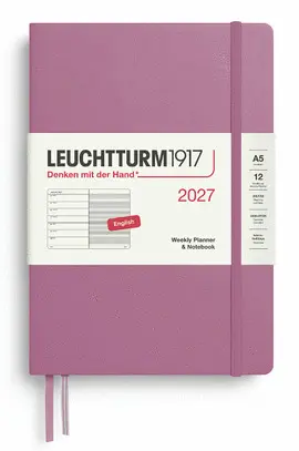Agenda Dusty Rose, Weekly Planner & Notebook Medium (A5) 2027, English - Leuchtturm