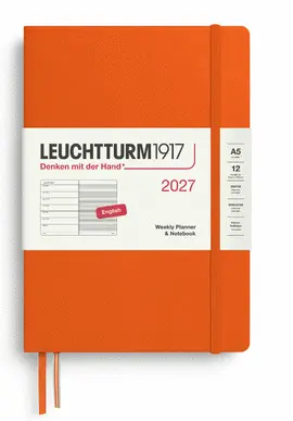 Agenda Pumpkin, Weekly Planner & Notebook Medium (A5) 2027, English - Leuchtturm