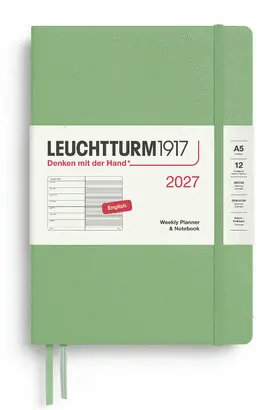Agenda Sage, Weekly Planner & Notebook Medium (A5) 2027, English - - Leuchtturm