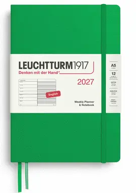 Agenda Spring Leaf, Weekly Planner & Notebook Medium (A5) 2027, English - Leuchtturm