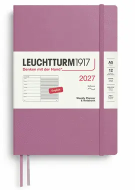Agenda Dusty Rose, Weekly Planner & Notebook Medium (A5) 2027, Softcover,English - Leuchtturm