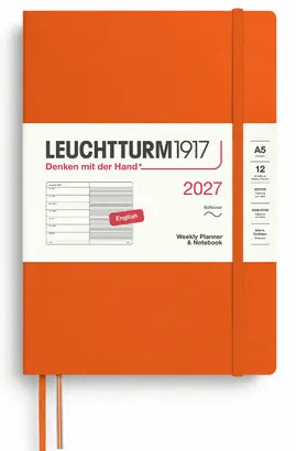 Agenda Pumpkin, Weekly Planner & Notebook Medium (A5) 2027, Softcover, English - Leuchtturm