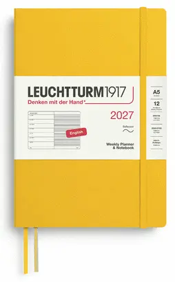 Agenda Sunflower, Weekly Planner & Notebook Medium (A5) 2027, Softcover, English - Leuchtturm