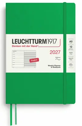 Agenda Spring Leaf, Weekly Planner & Notebook Medium (A5) 2027, Softcover, English - Leuchtturm