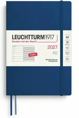 Agenda Indigo, Weekly Planner & Notebook Medium (A5) 2027, Softcover, English - Leuchtturm