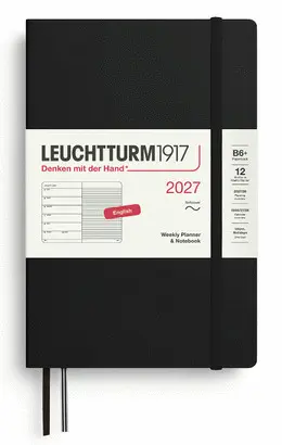 Agenda Black, Weekly Planner & Notebook Paperback (B6+) 2027, Softcover, English - Leuchtturm