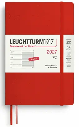 Agenda Cherry, Weekly Planner & Notebook Paperback (B6+) 2027, Softcover, English - Leuchtturm