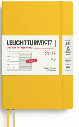 Agenda Sunflower, Weekly Planner & Notebook Paperback (B6+) 2027, Softcover, English - Leuchtturm