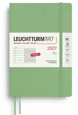 Agenda Sage, Weekly Planner & Notebook Paperback (B6+) 2027, Softcover, English - Leuchtturm