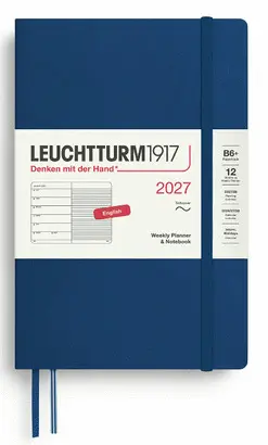 Indigo, Weekly Planner & Notebook Paperback (B6+) 2027, Softcover, English - Leuchtturm
