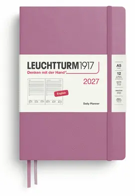 Agenda Dusty Rose, Daily Planner Medium (A5) 2027, English - Leuchtturm