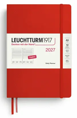 Agenda Cherry, Daily Planner Medium (A5) 2027, English - Leuchtturm