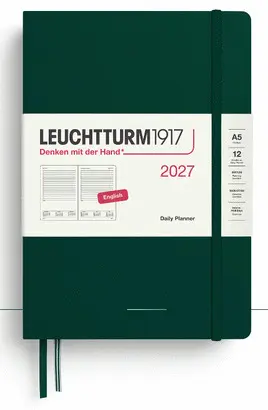 Agenda Forest Green, Daily Planner Medium (A5) 2027, English - Leuchtturm
